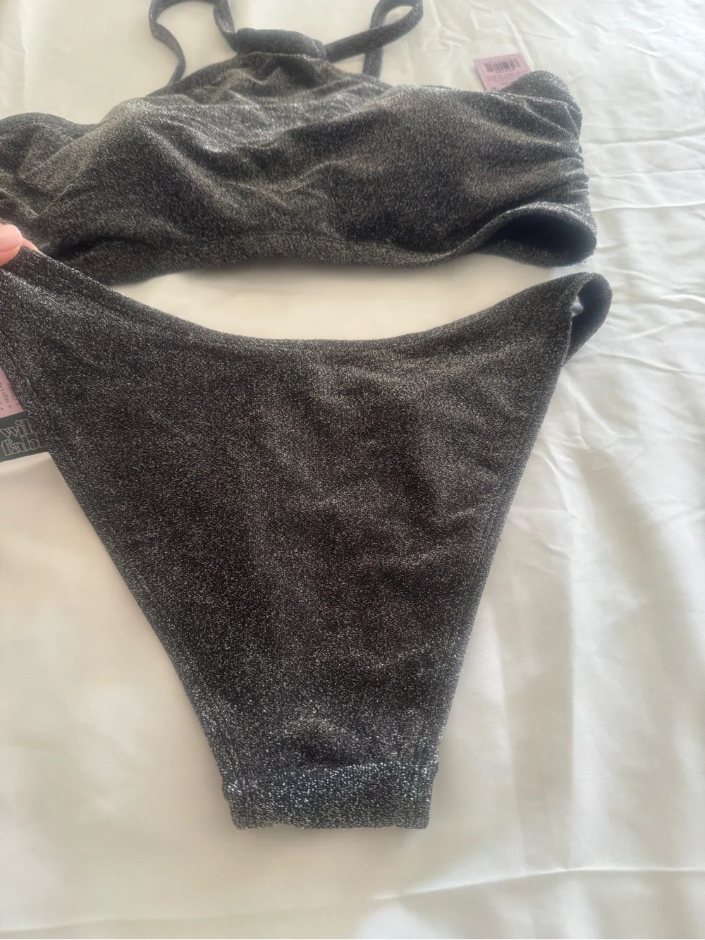 wild fable Metallic Charcoal Halter Bikini Set
